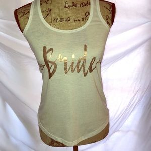 Super cute Bride gold script racer back tank XS